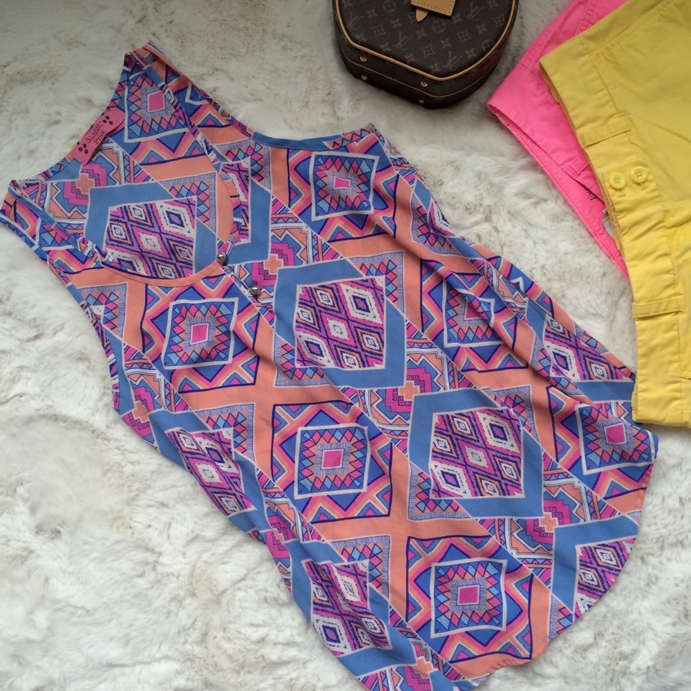 Almost Pink Chiffon Geometric Pastel Top